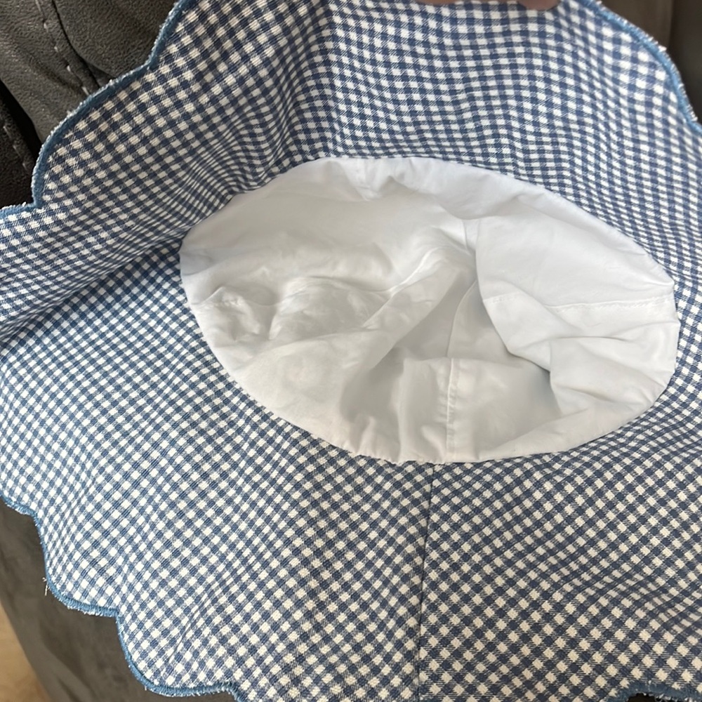Scalloped Blue Gingham Packable Sun Hat - image 3